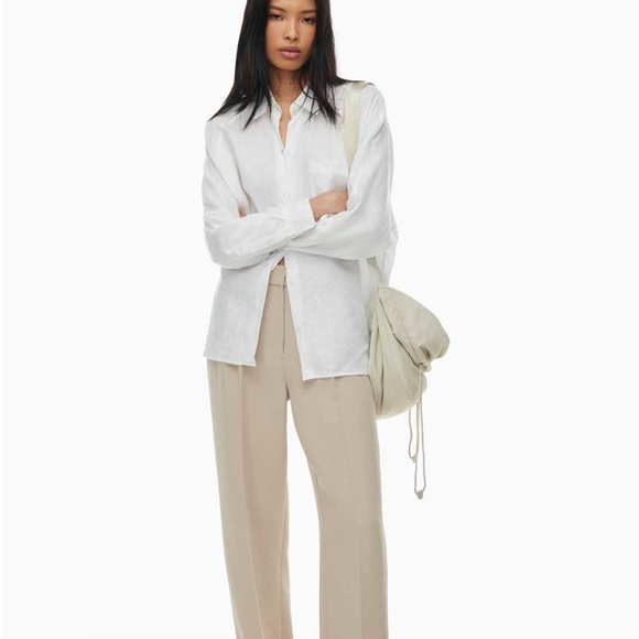 BNWT Aritzia Wilfred Free White Boyfriend Linen Shirt Size XS - Picture 3 of 9